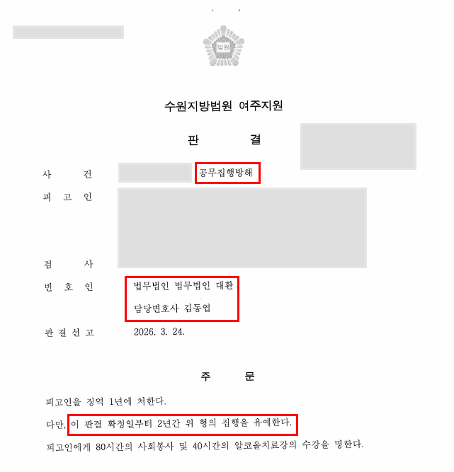 공무집행방해 혐의, 음주소란 경찰관폭행 사건 집행유예 판결로 위기 극복