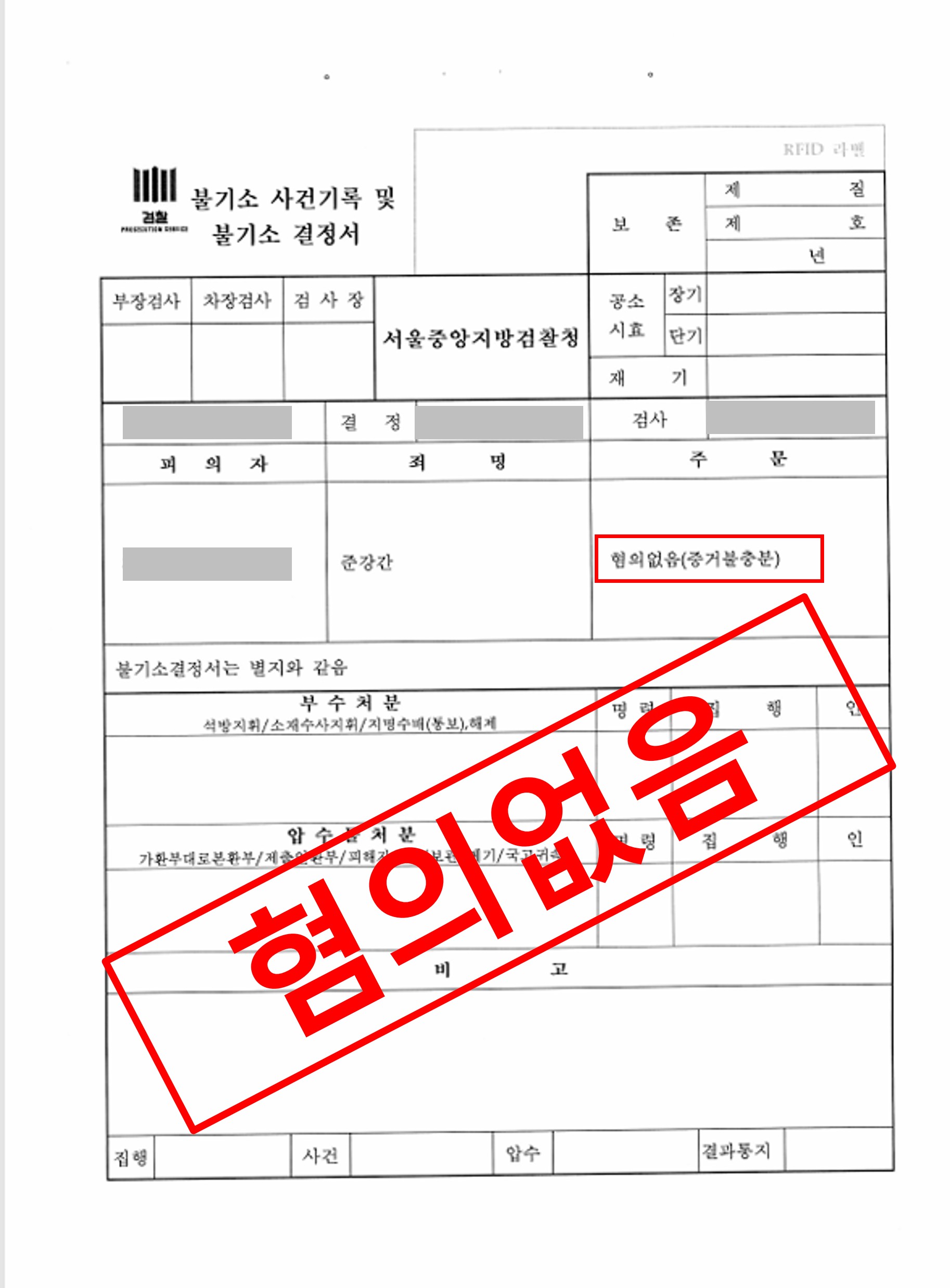 만취 준강간 송치 후 검찰 혐의없음